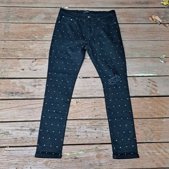 Amiri Jeans Black Skinny Swarovski Crystals Men Size 34X31 - Picture 1 of 13